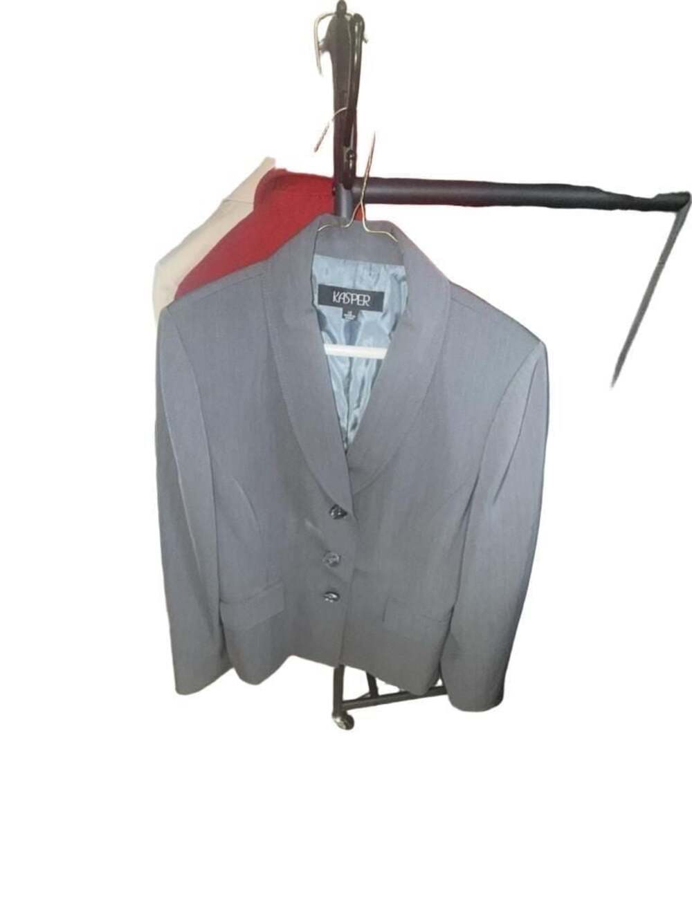 Kasper Women's Gray Pinstripe Three-Button Blazer Size 12